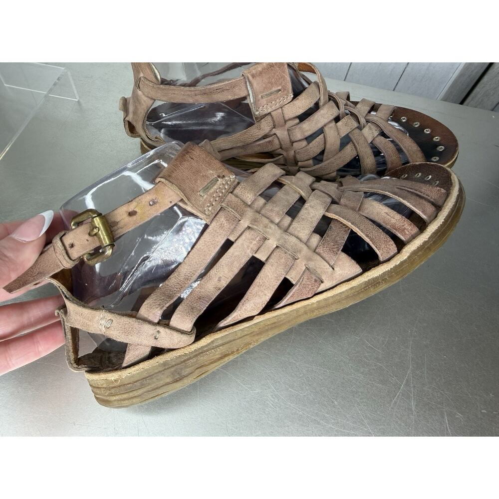 AS98 Ralston Gladiator Distressed Light Brown Strappy Leather Sandals Size 38 - Picture 4 of 7